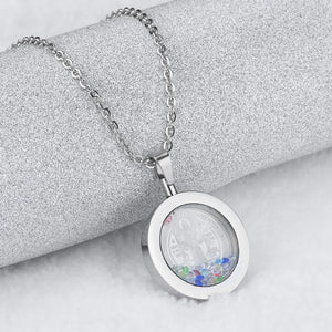 Fashion Simple Religious Geometric Round Bottle Titanium Steel Pendant with Cubic Zirconia and Necklace