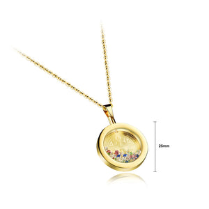 Fashionable Simple Plated Gold Religious Geometric Round Bottle Titanium Steel Pendant with Cubic Zirconia and Necklace