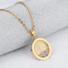 Load image into Gallery viewer, Fashionable Simple Plated Gold Religious Geometric Round Bottle Titanium Steel Pendant with Cubic Zirconia and Necklace
