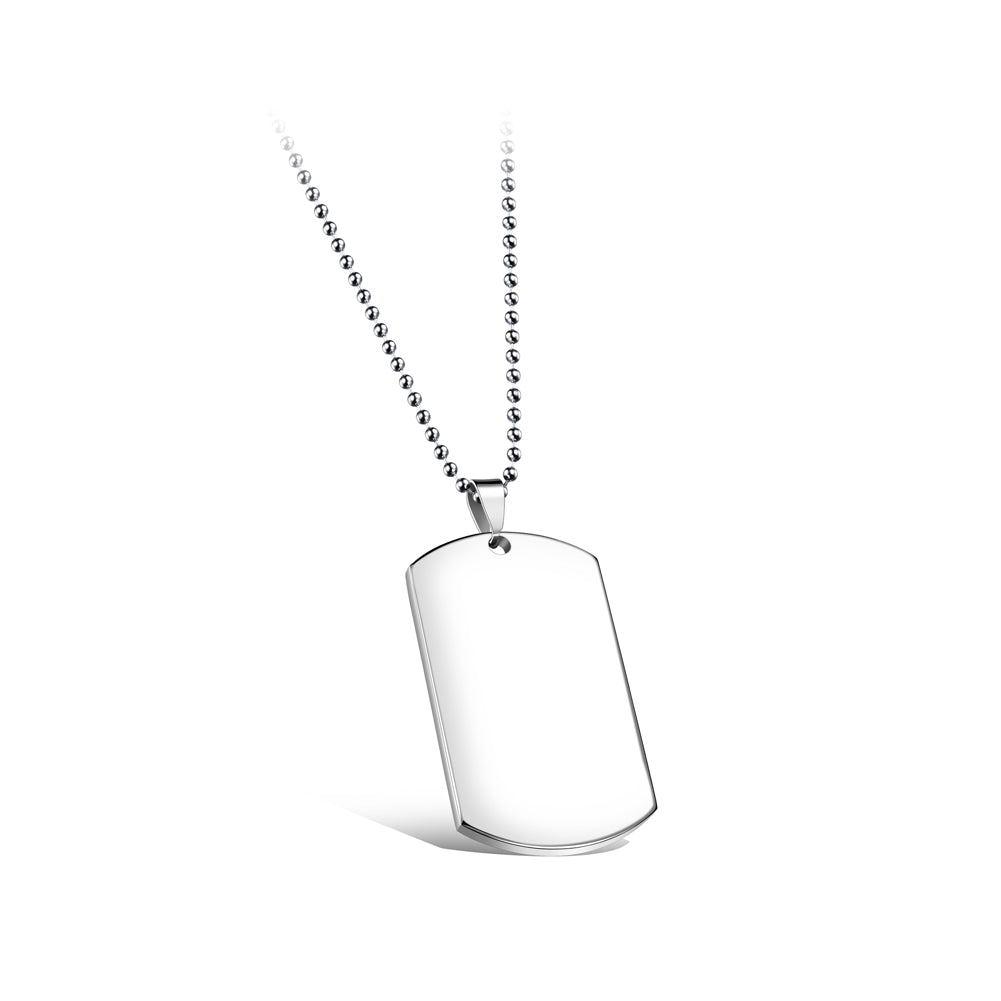 Simple Fashion Geometric Titanium Steel Small Pendant Thickness 20mm with Round Bead Necklace