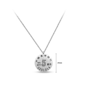 Fashion Simple Geometric Coin Titanium Steel Pendant with Necklace For Male