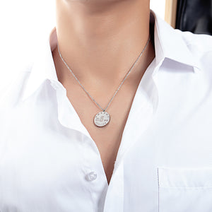 Fashion Simple Geometric Coin Titanium Steel Pendant with Necklace For Male