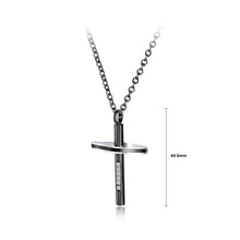 Load image into Gallery viewer, Simple and Fashion Plated Black Cross Titanium Steel Pendant with Cubic Zirconia and Necklace
