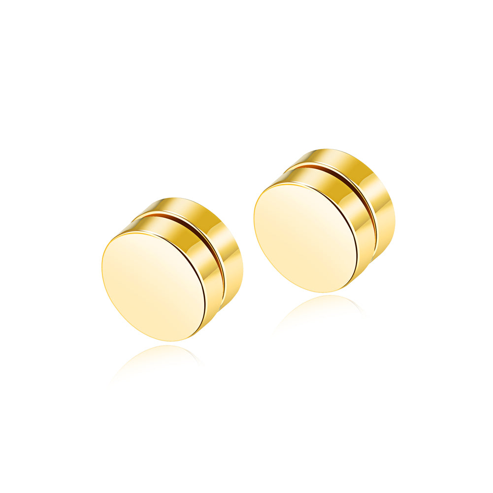 Simple Fashion Plated Gold Geometric Round Titanium Steel Magnetic Suction Large Ear Clip