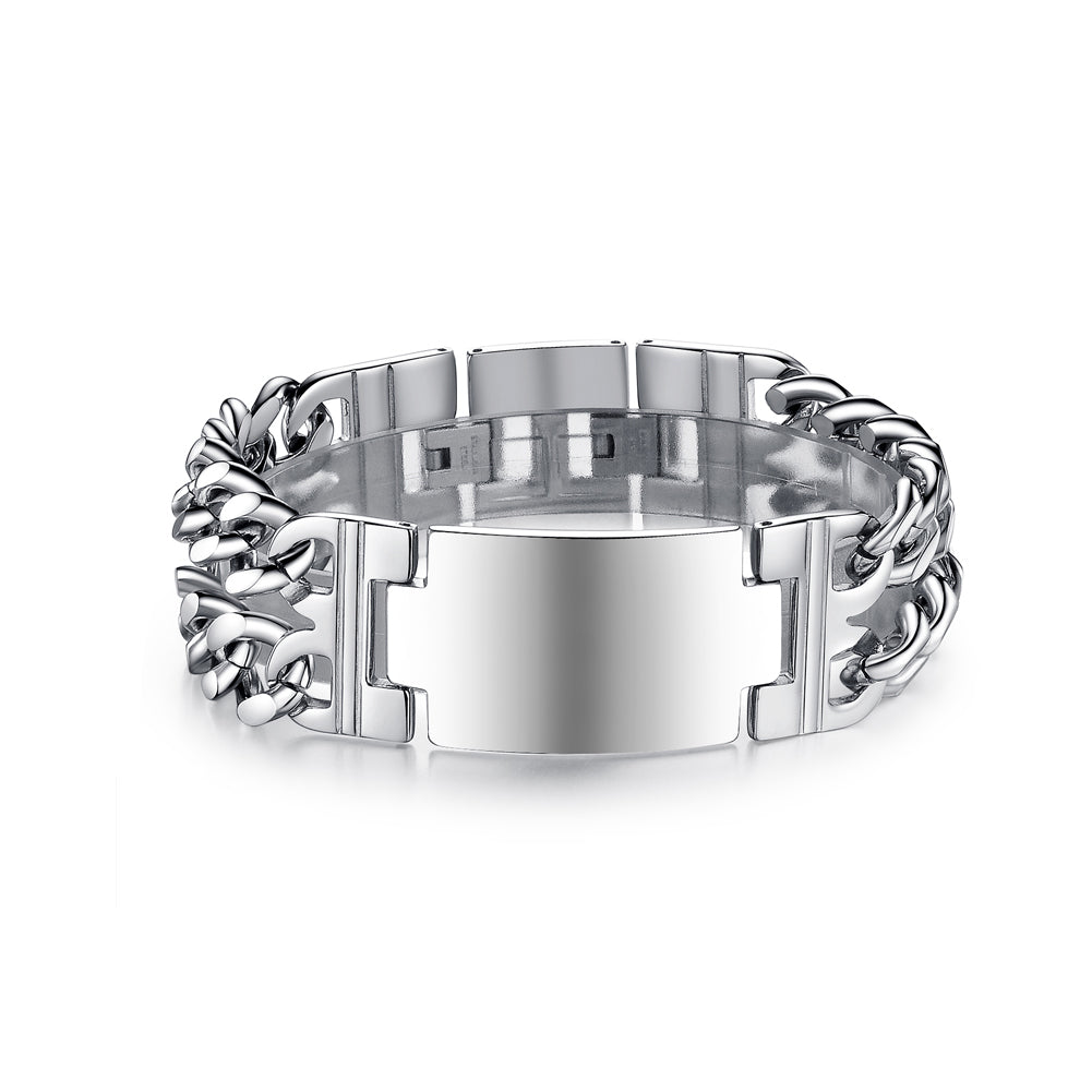 Fashion Classic Wide Version Smooth Geometric Titanium Steel Long Bracelet