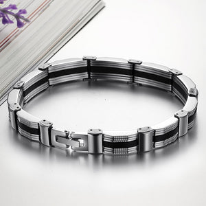 Simple Personality Geometric Silicone Titanium Steel Bracelet