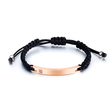 Load image into Gallery viewer, Fashion and Simple Titanium Steel Rose Gold Geometric Bar Bracelet with Pink Cubic Zirconia