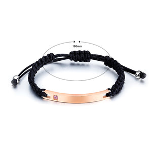 Fashion and Simple Titanium Steel Rose Gold Geometric Bar Bracelet with Pink Cubic Zirconia