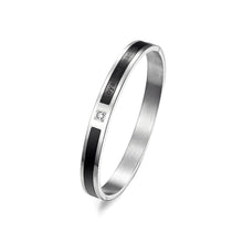 Load image into Gallery viewer, Simple Romantic Black Geometric Titanium Steel Bangle with Cubic Zirconia For Men
