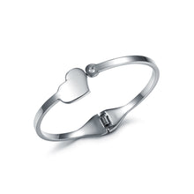 Load image into Gallery viewer, Fashion Sweet Heart-shaped Titanium Steel Bangle with Cubic Zirconia