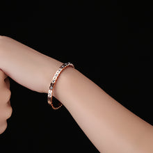 Load image into Gallery viewer, Fashion and Elegant Plated Rose Gold Roman Numeral Geometric Titanium Steel Bangle with Cubic Zirconia