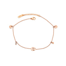 Load image into Gallery viewer, Simple and Fashion Plated Rose Gold Roman Numerals Double Ring Titanium Steel Anklet