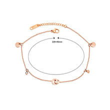 Load image into Gallery viewer, Simple and Fashion Plated Rose Gold Roman Numerals Double Ring Titanium Steel Anklet