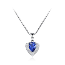 Load image into Gallery viewer, 925 Sterling Silver Fashion Brilliant Water Drop-shaped Blue Cubic Zirconia Pendant with Necklace
