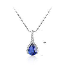 Load image into Gallery viewer, 925 Sterling Silver Fashion Water Drop-shaped Blue Cubic Zirconia Pendant with Necklace