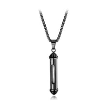Load image into Gallery viewer, Simple Classic Plated Black Cylindrical Perfume Bottle Titanium Steel Pendant with Necklace