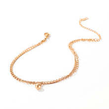 Load image into Gallery viewer, Simple and Fashion Plated Rose Gold Round Beads Titanium Steel Double-layer Anklet
