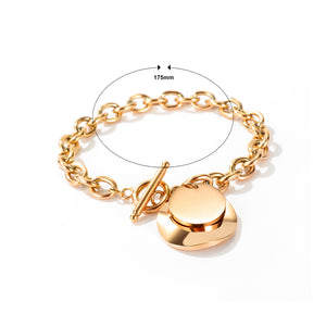 Fashion Simple Plated Rose Gold Geometric Round Titanium Steel Bracelet