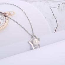 Load image into Gallery viewer, 925 Sterling Silver Fashion Simple Star White Freshwater Pearl Pendant with Cubic Zirconia and Necklace
