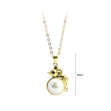 Load image into Gallery viewer, 925 Sterling Silver Plated Gold Fashion Cute Mouse Freshwater Pearl Pendant with Necklace