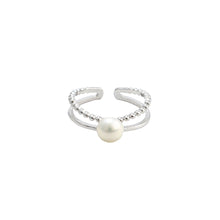 Load image into Gallery viewer, 925 Sterling Silver Simple Fashion Geometric Round Freshwater Pearl Adjustable Open Ring