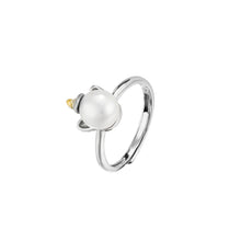 Load image into Gallery viewer, 925 Sterling Silver Simple Unicorn White Freshwater Pearl Adjustable Ring