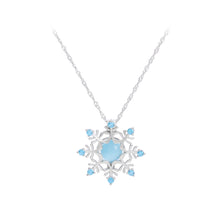 Load image into Gallery viewer, 925 Sterling Silver Fashion Simple Snowflake Blue Freshwater Pearl Pendant with Cubic Zircon and Necklace