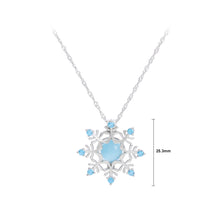 Load image into Gallery viewer, 925 Sterling Silver Fashion Simple Snowflake Blue Freshwater Pearl Pendant with Cubic Zircon and Necklace