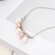Load image into Gallery viewer, 925 Sterling Silver Fashion Simple Geometric Line Freshwater Pearl Necklace