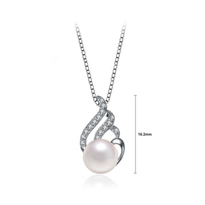 925 Sterling Silver Fashion and Elegant Freshwater Pearl Pendant with Cubic Zirconia and Necklace