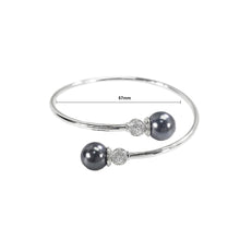 Load image into Gallery viewer, 925 Sterling Silver Fashion Simple Geometric Black Freshwater Pearl Open Bangle