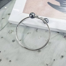 Load image into Gallery viewer, 925 Sterling Silver Fashion Simple Geometric Black Freshwater Pearl Open Bangle