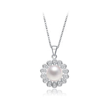 Load image into Gallery viewer, 925 Sterling Silver Fashion and Elegant Freshwater Pearl Pendant with Cubic Zirconia and Necklace