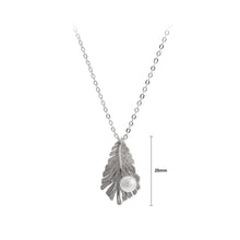 Load image into Gallery viewer, 925 Sterling Silver Fashion Elegant Feather White Freshwater Pearl Pendant with Necklace