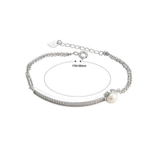 Load image into Gallery viewer, 925 Sterling Silver Fashion Simple Geometric Freshwater Pearl Bracelet with Cubic Zirconia