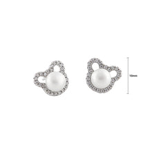 Load image into Gallery viewer, 925 Sterling Silver Simple and Cute Bear Freshwater Pearl Stud Earrings with Cubic Zirconia