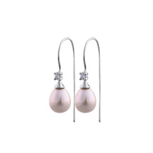 Load image into Gallery viewer, 925 Sterling Silver Fashion Simple Purple Freshwater Pearl Earrings with Cubic Zirconia