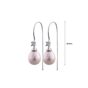 925 Sterling Silver Fashion Simple Purple Freshwater Pearl Earrings with Cubic Zirconia