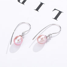 Load image into Gallery viewer, 925 Sterling Silver Fashion Simple Purple Freshwater Pearl Earrings with Cubic Zirconia