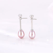 Load image into Gallery viewer, 925 Sterling Silver Simple Fashion Geometric Purple Freshwater Pearl Earrings