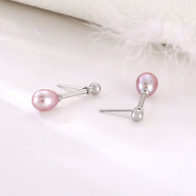 Load image into Gallery viewer, 925 Sterling Silver Simple Fashion Geometric Purple Freshwater Pearl Earrings