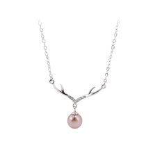 Load image into Gallery viewer, 925 Sterling Silver Simple Fashion Elk Purple Freshwater Pearl Necklace with Cubic Zirconia