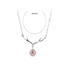 Load image into Gallery viewer, 925 Sterling Silver Simple Fashion Elk Purple Freshwater Pearl Necklace with Cubic Zirconia