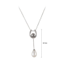 Load image into Gallery viewer, 925 Sterling Silver Simple Fashion Geometric Tassel Freshwater Pearl Pendant with Necklace