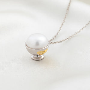 925 Sterling Silver Fashion Creative Teacup Freshwater Pearl Pendant with Necklace