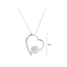 Load image into Gallery viewer, 925 Sterling Silver Simple Romantic Heart-shaped Freshwater Pearl Pendant with Cubic Zirconia and Necklace