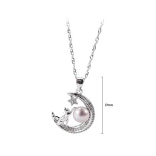 Load image into Gallery viewer, 925 Sterling Silver Fashion Simple Moon Cat Purple Freshwater Pearl Pendant with Necklace