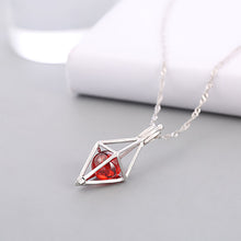 Load image into Gallery viewer, 925 Sterling Silver Simple Fashion Hollow Diamond Red Imitation Pearl Pendant with Necklace
