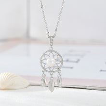 Load image into Gallery viewer, 925 Sterling Silver Fashion Creative Dream Catcher White Freshwater Pearl Pendant with Necklace