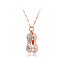 Load image into Gallery viewer, 925 Sterling Silver Plated Rose Gold Fashion Elegant Peanut Freshwater Pearl Pendant with Cubic Zirconia and Necklace